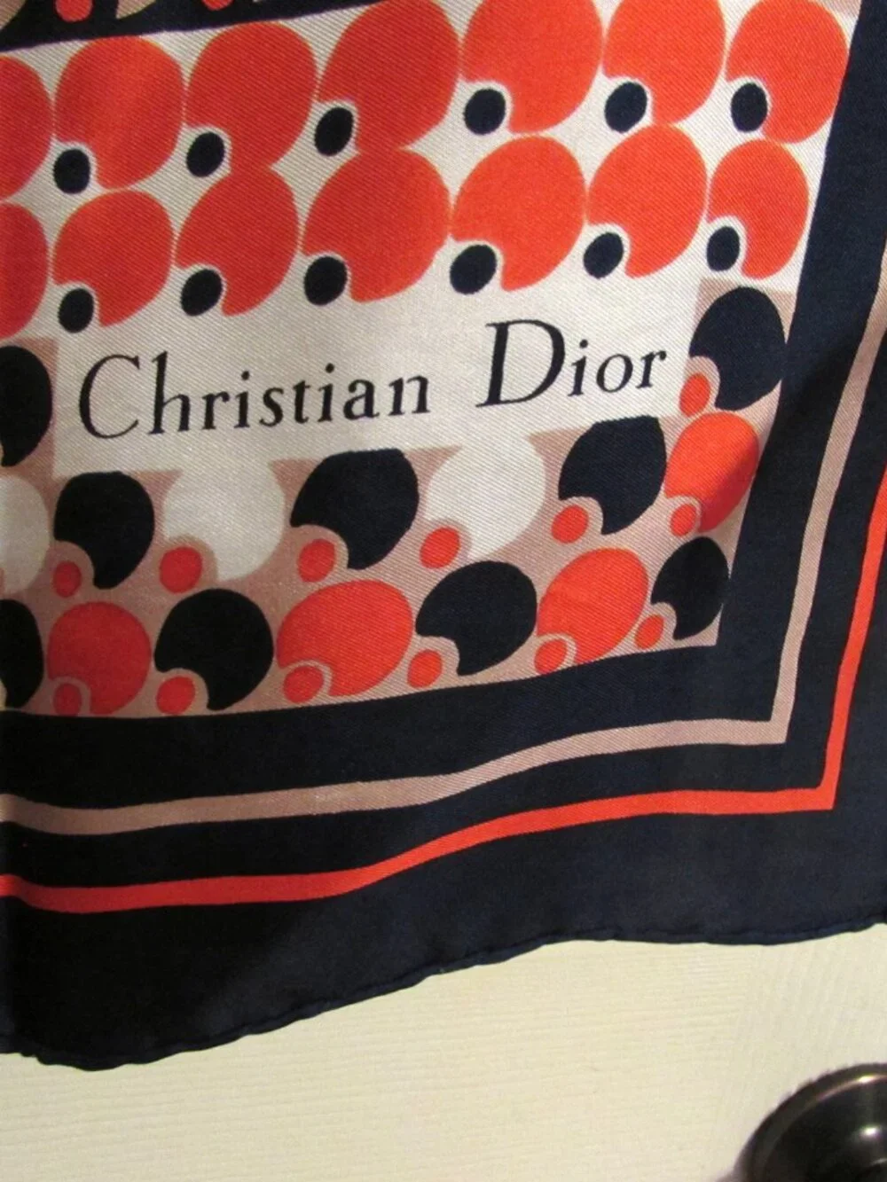 CHRISTIAN DIOR 100% Silk Multi-Colored Scarf Made in France  30" Square - Picture 2 of 3
